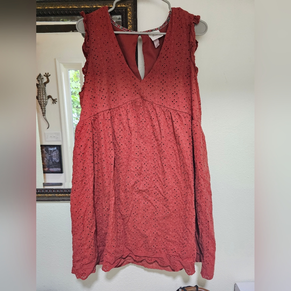 Knox Rose Orange Sundress with 3/4 Bishop Sleeves